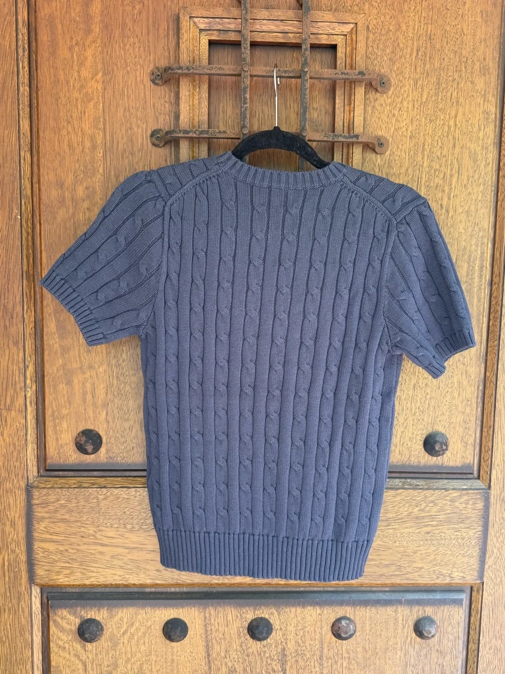 Ralph Lauren Dark Blue Cable-Knit Crewneck Short Sleeve Sweater  Size M_5